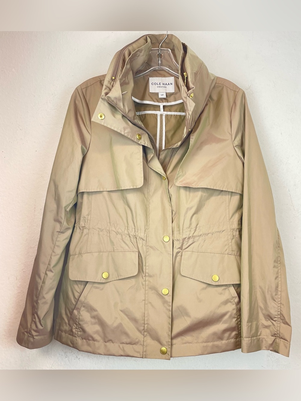 Cole Haan khaki raincoat windbreaker size S